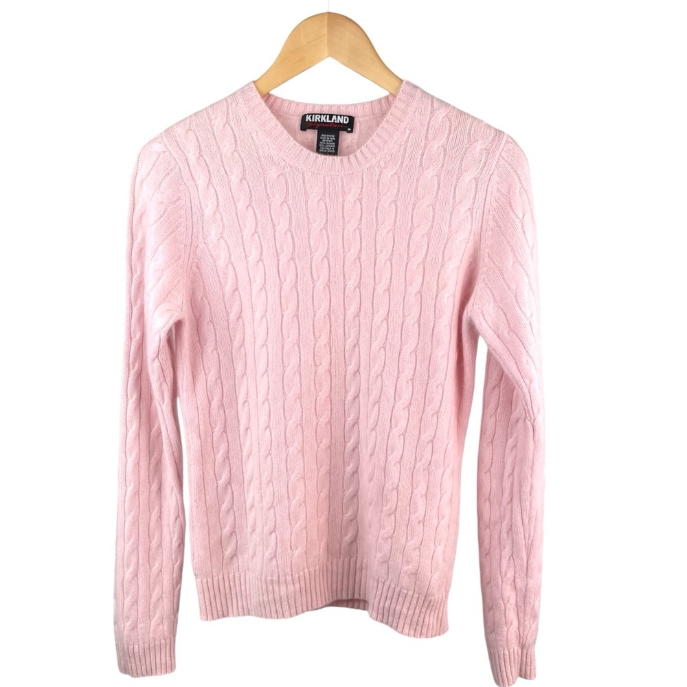 Kirkland Signature Light Pink Cable Knit Cashmere Sweater
